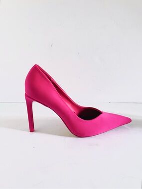 ZARA Fuchsia Satin Pointed-Toe Stiletto Pump